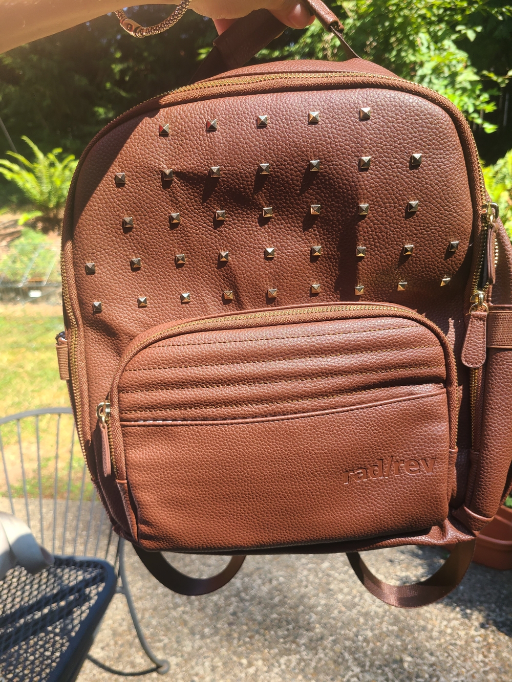 Rad Rev NEW Brown Studded Leather Backpack - Compact Daypack